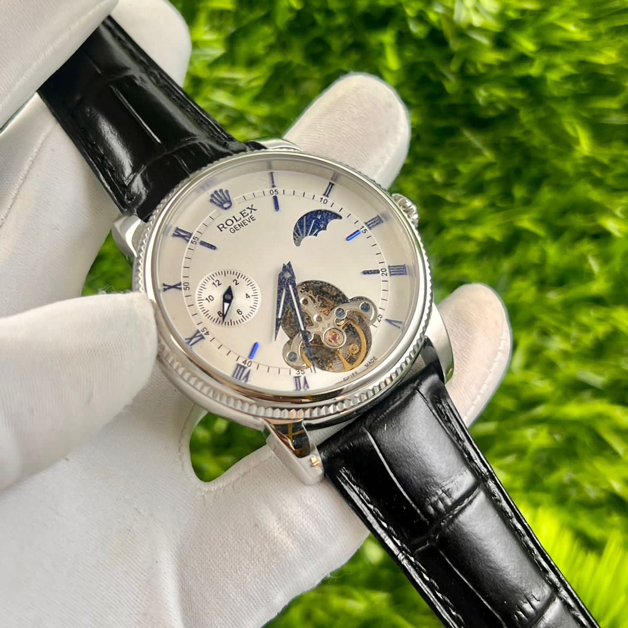 Rolex Geneve Leather Strap with case - Health And Wealth Mall