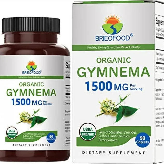 Brieofood Organic Gymnema 1500mg - Vegetarian Gluten Free Tablets