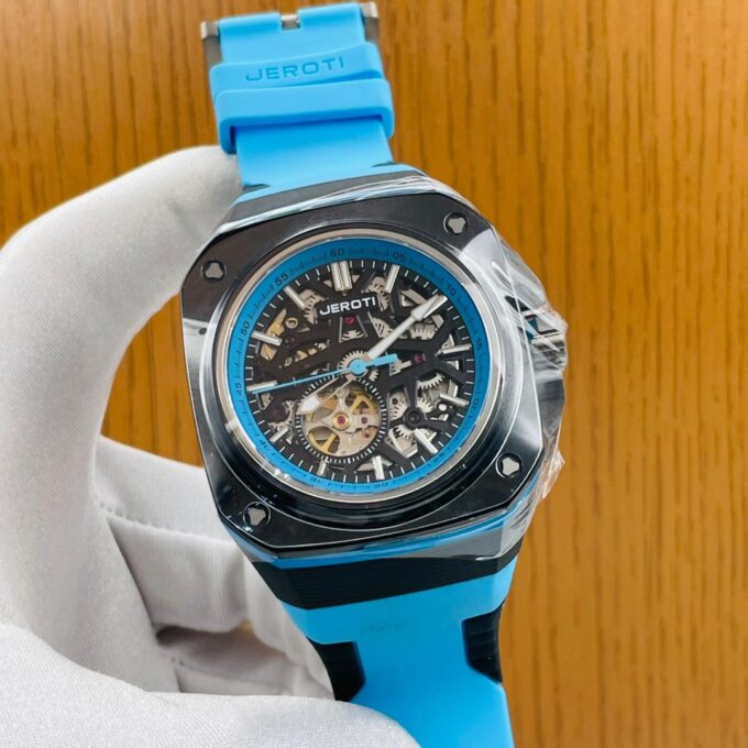 Blue Rubber Strap Watch