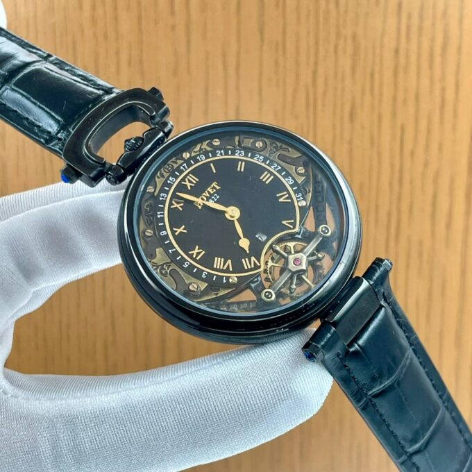 Bovet leather watch with warrant card