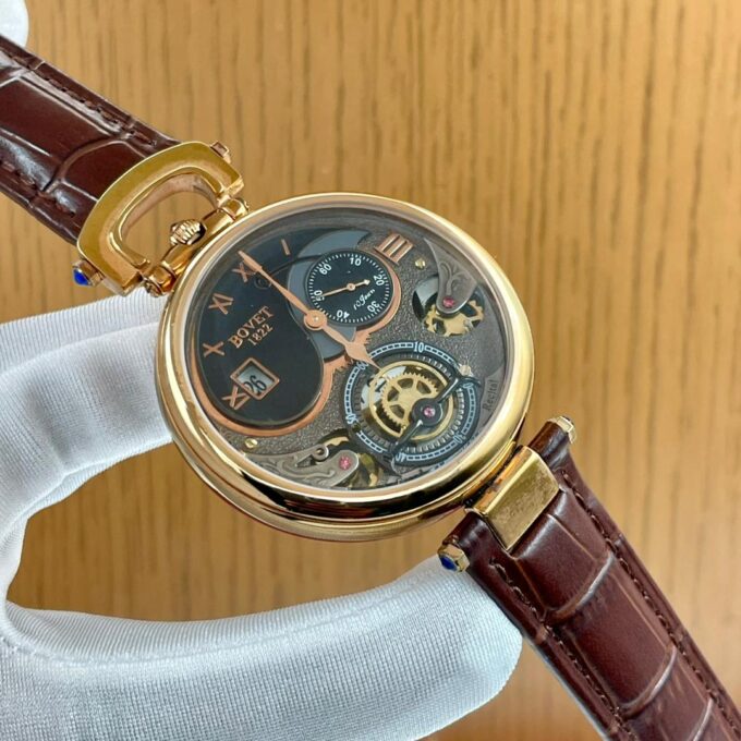 Bovet leather watch with warrant card