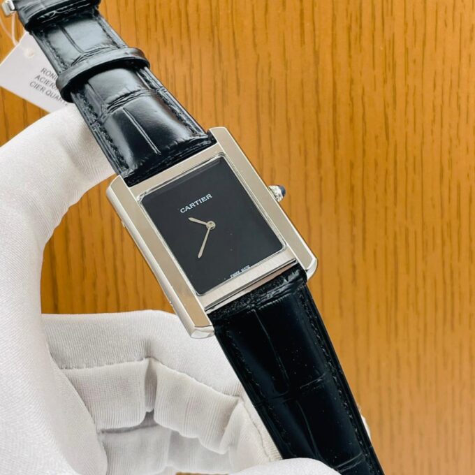Black Cartier leather watch