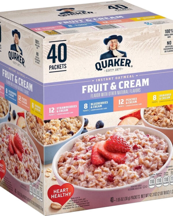 Quaker Instant Oatmeal Fruit And Cream Variety Pack -40pk